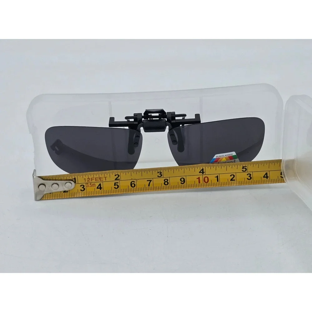 Style Polarized Clip On Sunglasses Unisex Black Rectangle Flip Up - NEW